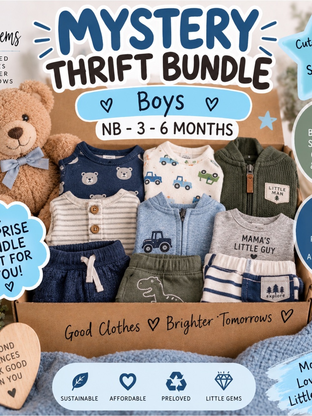 Baby Boys Mystery Thrift Bundle - NB - 3/6 Months